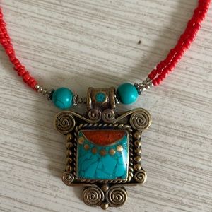 Turquoise and bead necklace